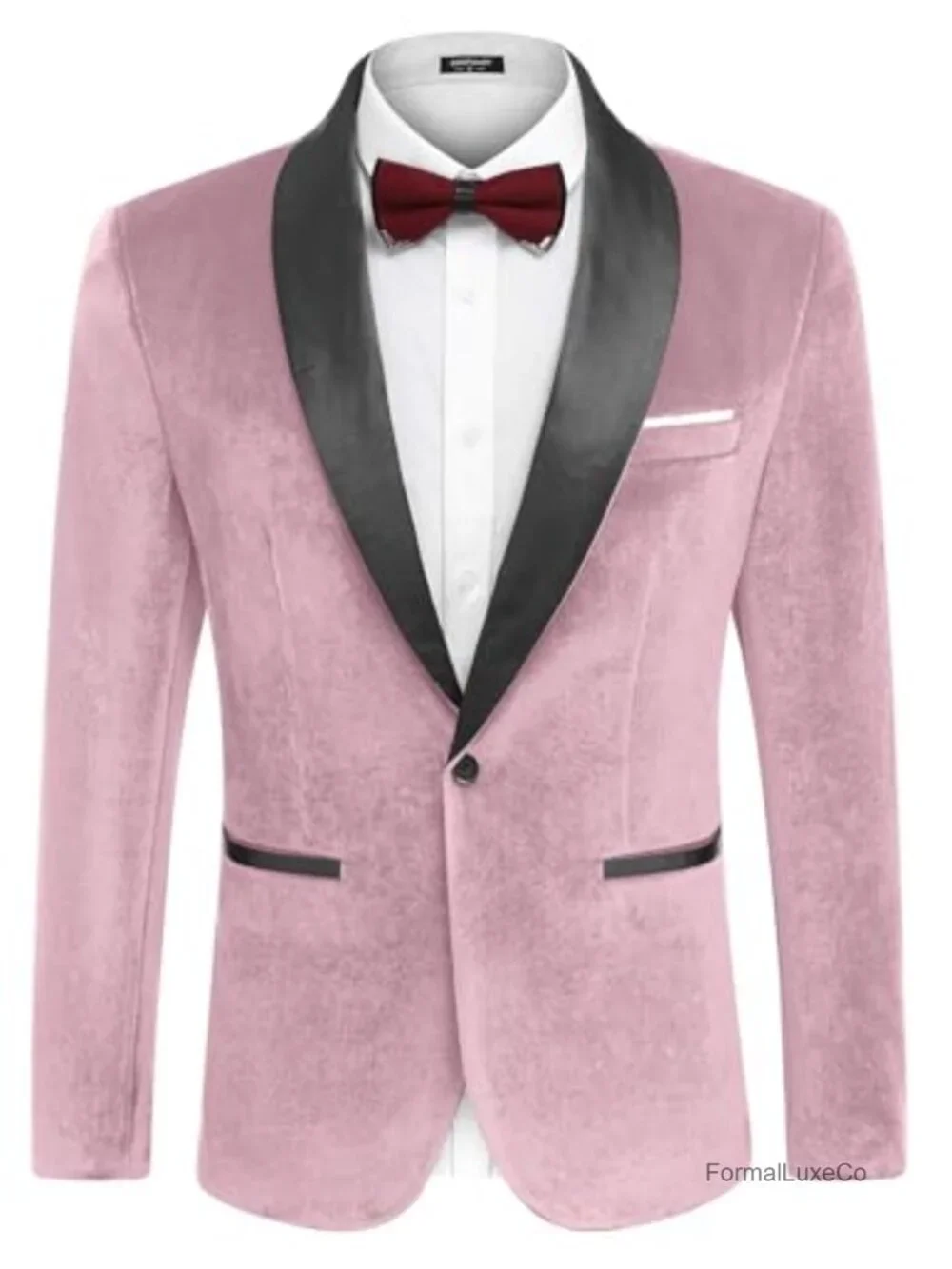 Men's Velvet Tuxedo Jacket One Button Shawl Collar Slim Fit Formal Wedding